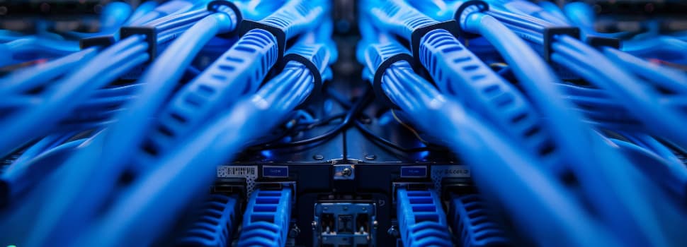 close up shot of blue cables