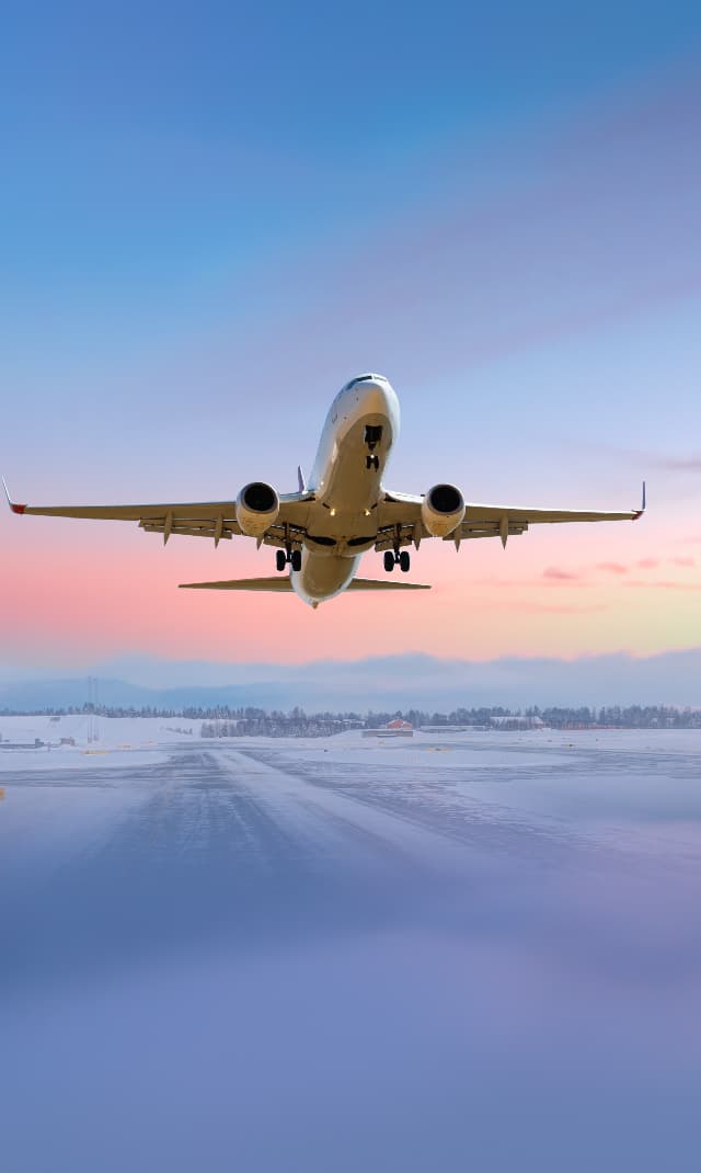 Plane flying with beautiful sky