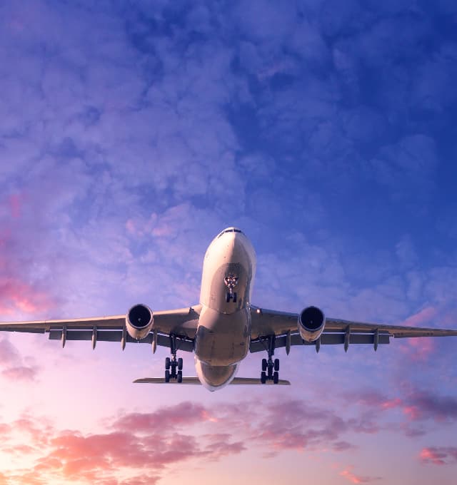 Plane flying with beautiful sky
